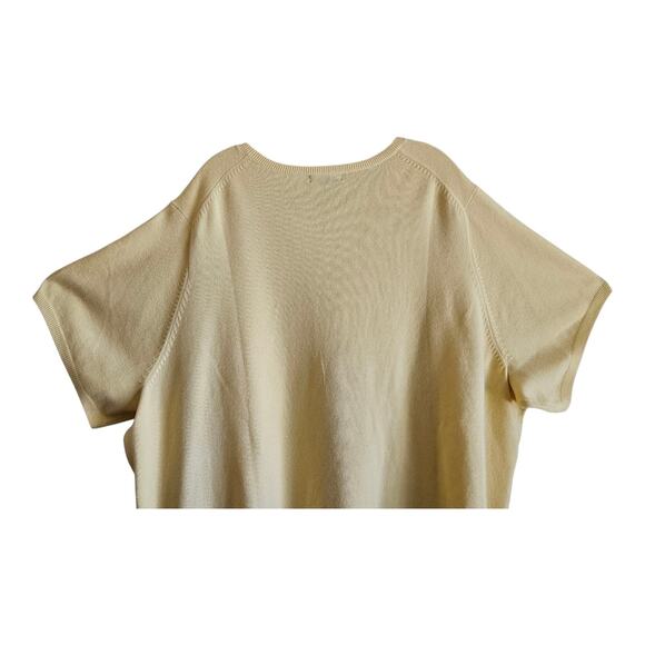 LANDS END Women Plus 5X 32 34 Sweater Butter Yellow Short Sleeve Bust 58" NWOT - Picture 5 of 6
